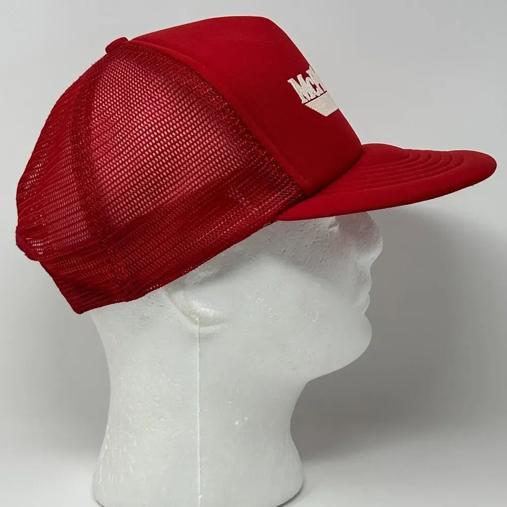 Vintage 90s McPhails Fuel Company Trucker Hat Baseball Cap Red Propane Snapback